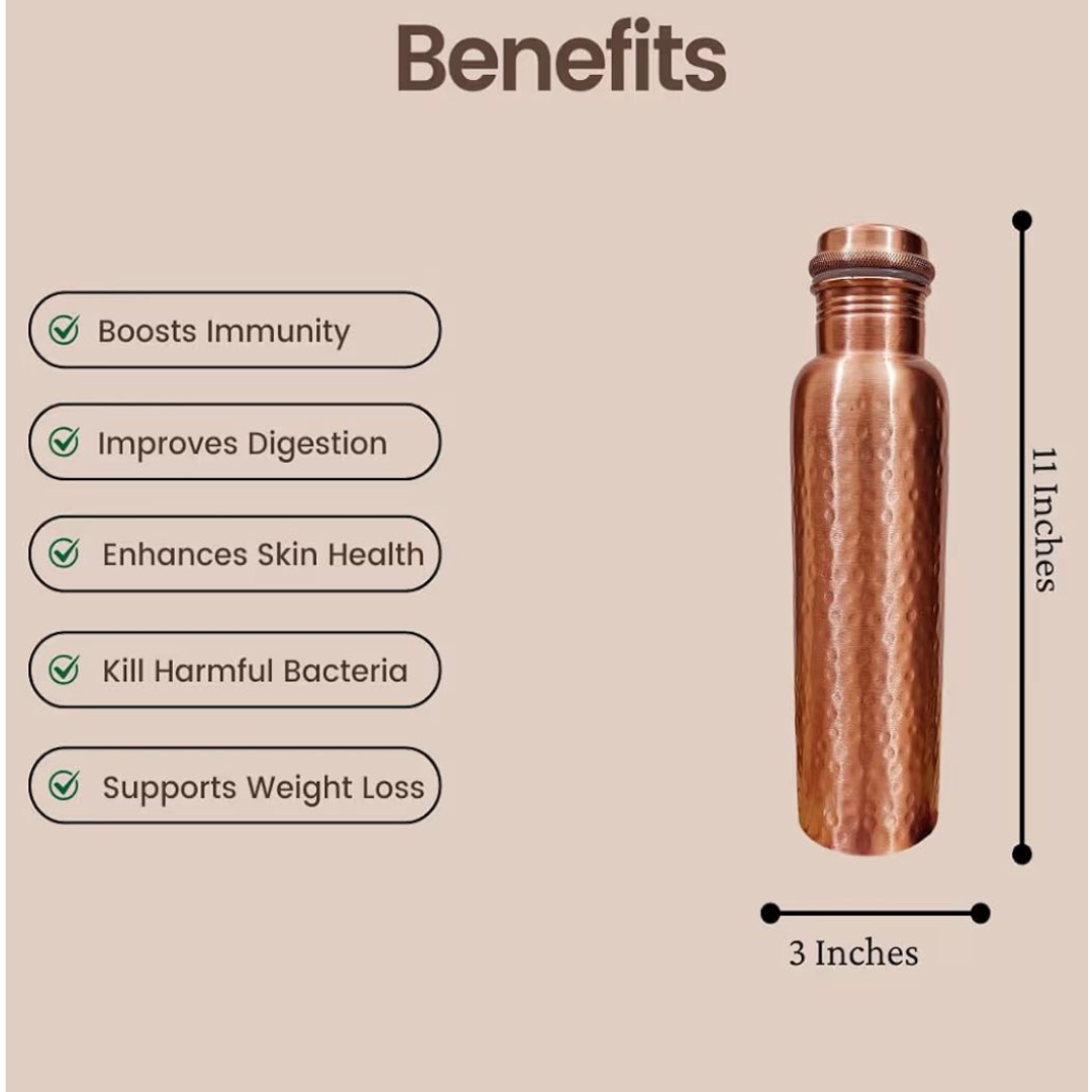 Hammered copper water with cap 1 litre for gift premium New