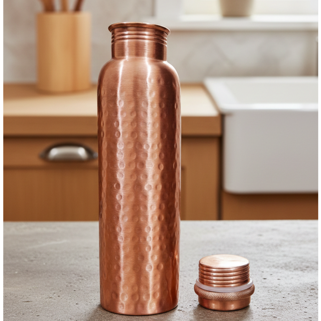 Hammered copper water with cap 1 litre for gift