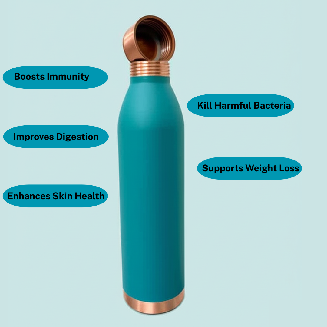 Pure Copper Water Bottle with Screw Cap | 950 ML - Image 4