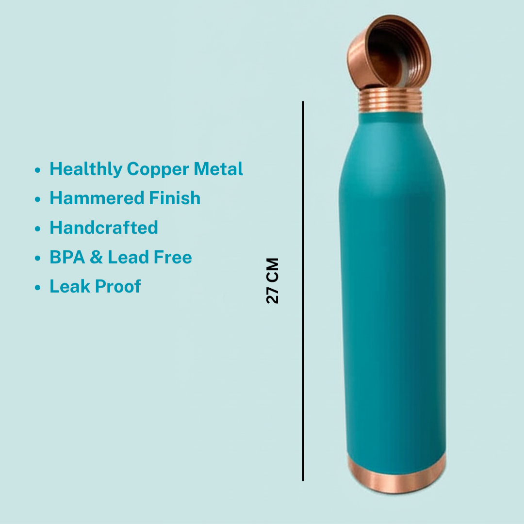 Pure Copper Water Bottle with Screw Cap | 950 ML - Image 5