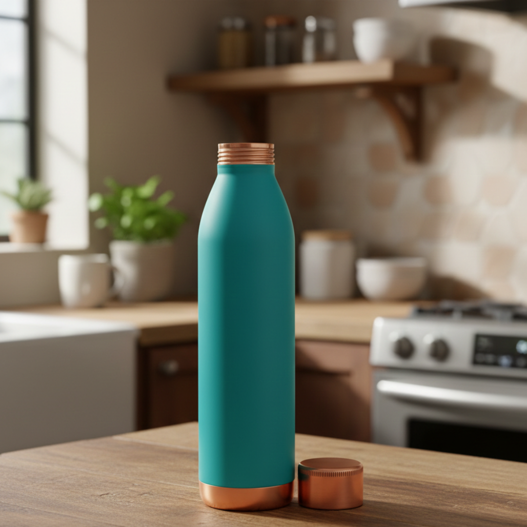 Pure Copper Water Bottle with Screw Cap | 950 ML - Image 6