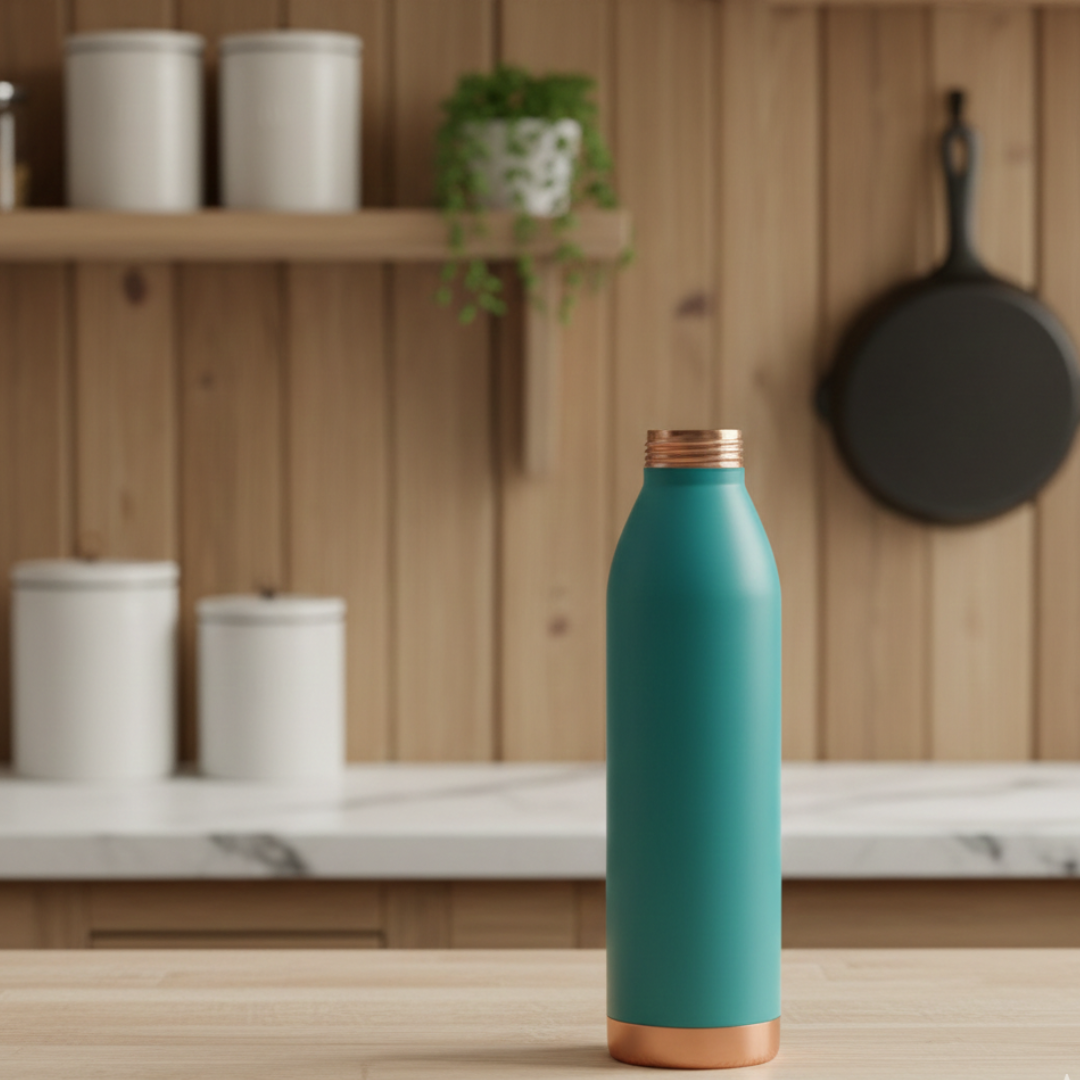 Pure Copper Water Bottle with Screw Cap | 950 ML - Image 7
