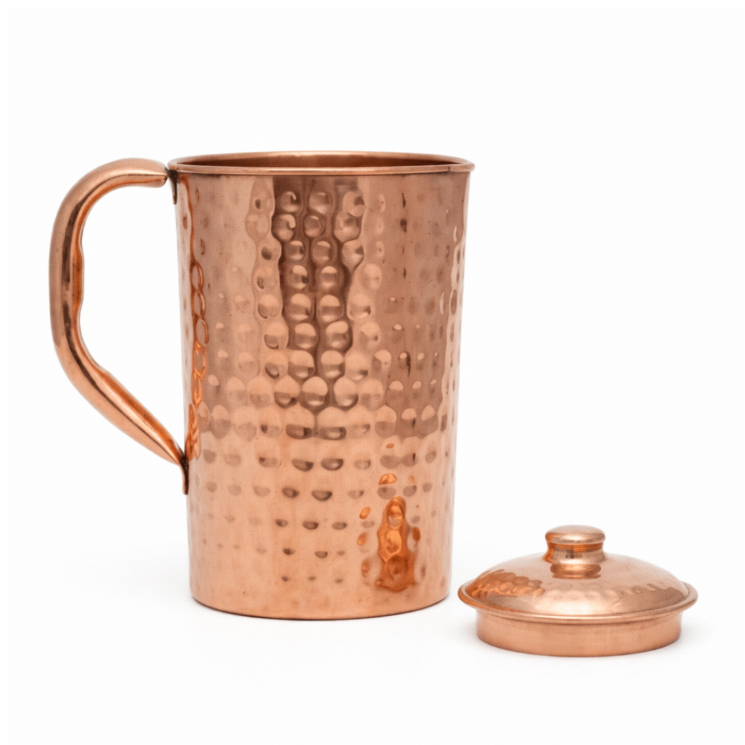 Copper water jug onlinCopper water jug and glass set hammered for giftinge