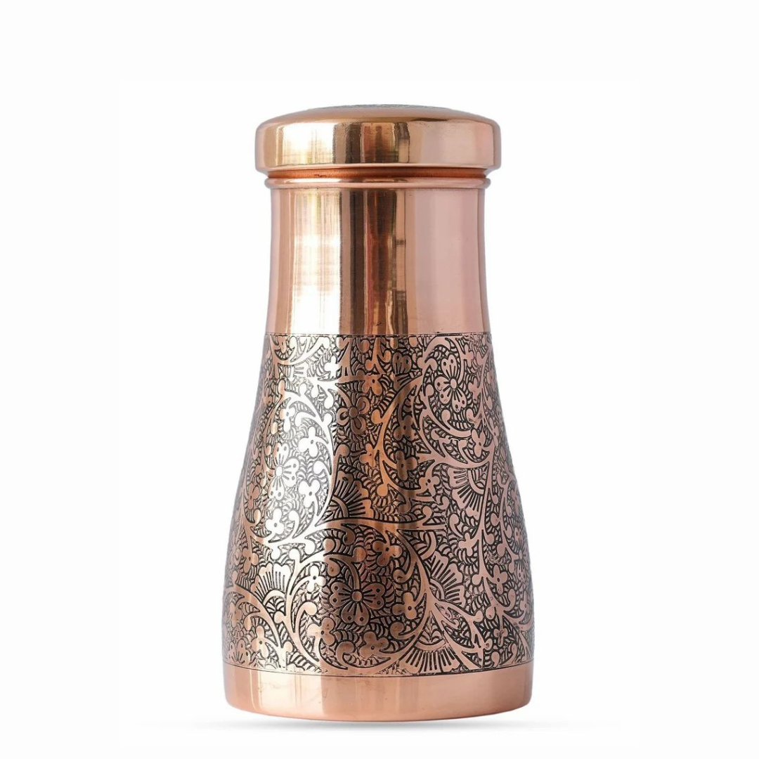 Etching designe copper bedside water bottle for gifting