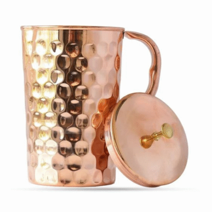 diamond hammered copper water jug with cap