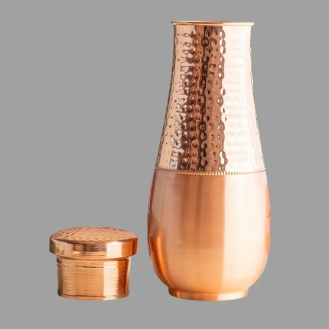 copper water bottle in tower hammered design