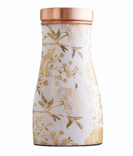 Off White Gold Flower Print Pure Copper Bottle | 1000ML - Image 4