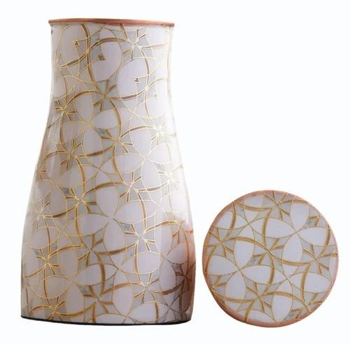 Off White Gold Leaf Print Pure Copper Bottle | 1000 ML - Image 3
