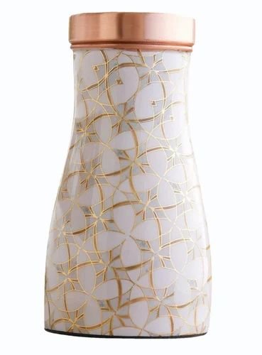 Off White Gold Leaf Print Pure Copper Bottle | 1000 ML - Image 4
