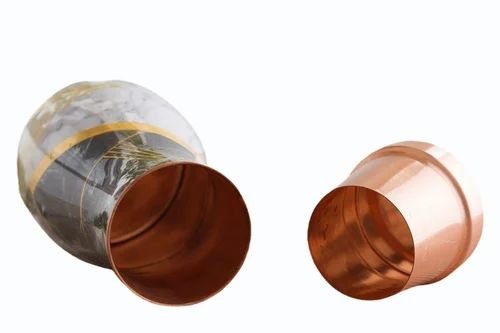 White Marble Print Pure Copper Bottle | 1000 ML - Image 3