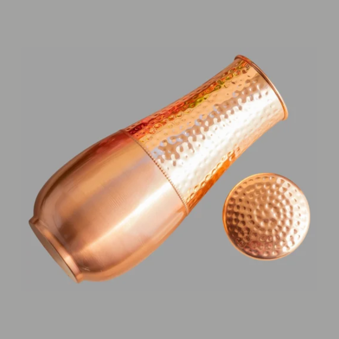 copper water bottle in tower hammered design unique