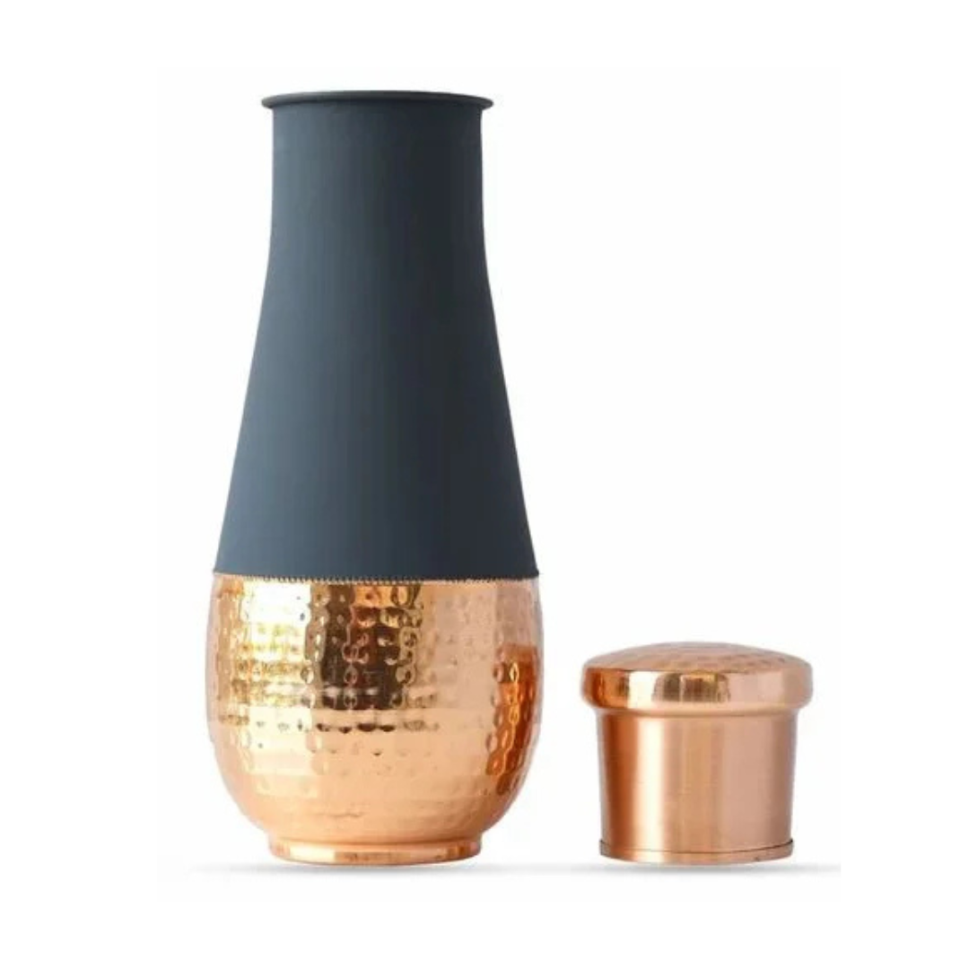 copper water bottle in tower hammered design colour