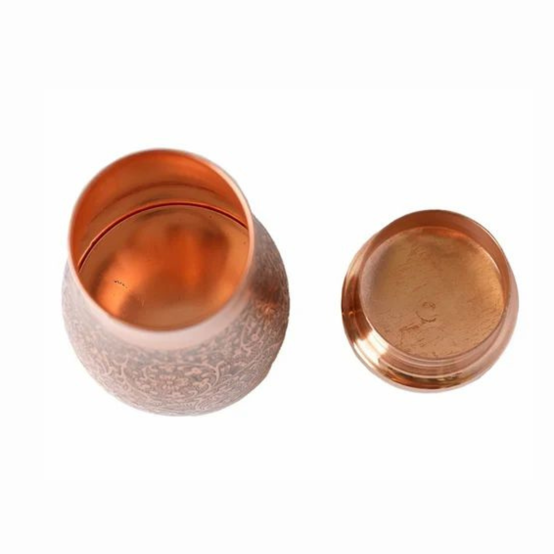 Etching designe copper bedside water bottle