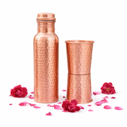set of 1 copper bottle and 2 glass for gifting