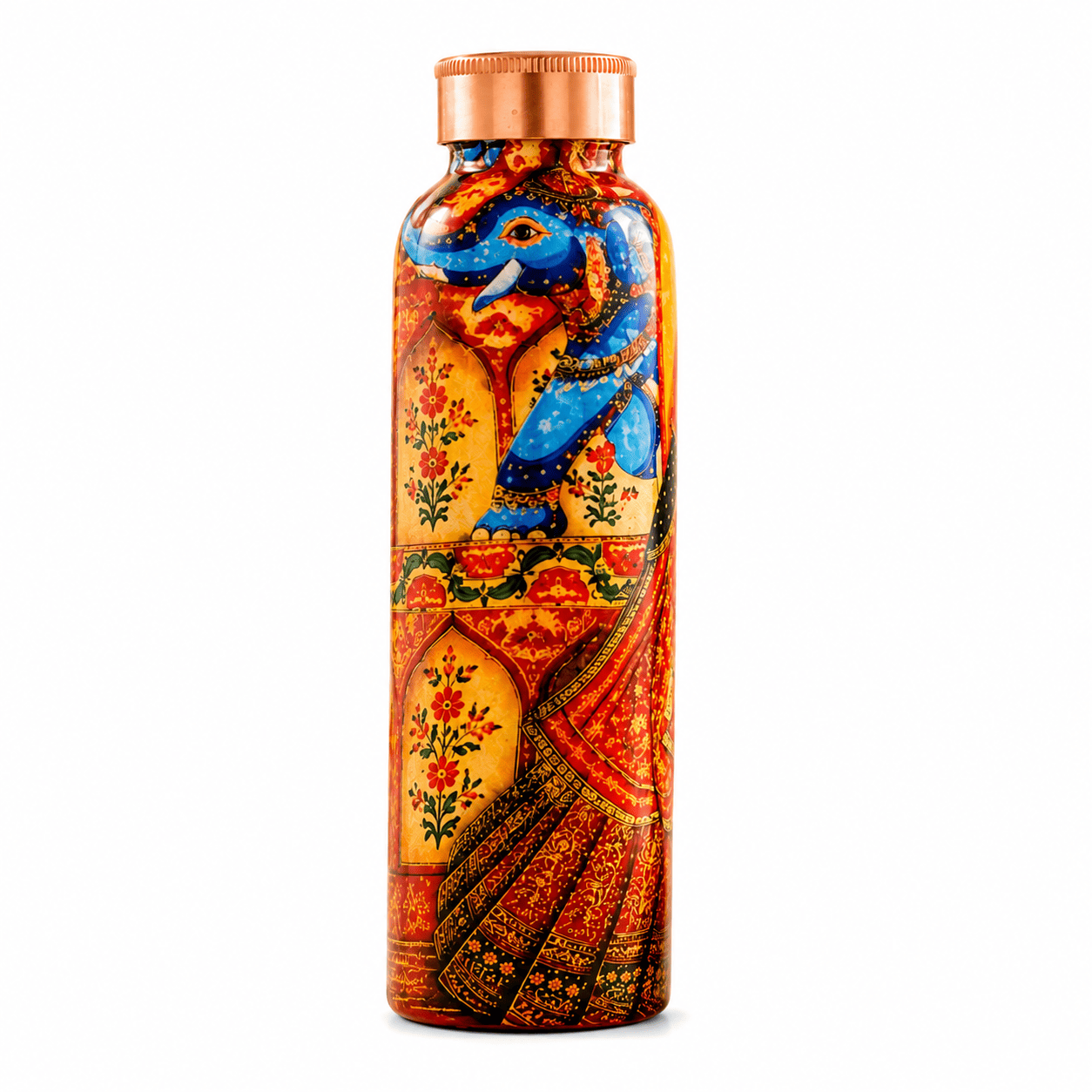 printed copper bottle : traditional Printed 1litre Rajasthani print